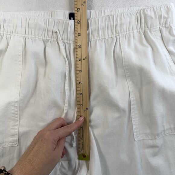 Gap Sz L Drawstring Linen Blend Pants White Pull On Easy Wide Leg Casual Women's - Picture 9 of 13